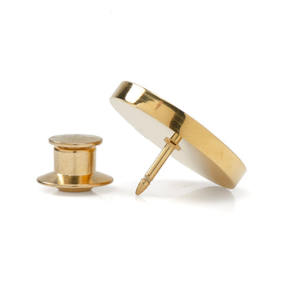 Gold Stainless Steel Round Infinity Engravable Lapel Pin by Cufflinks.com