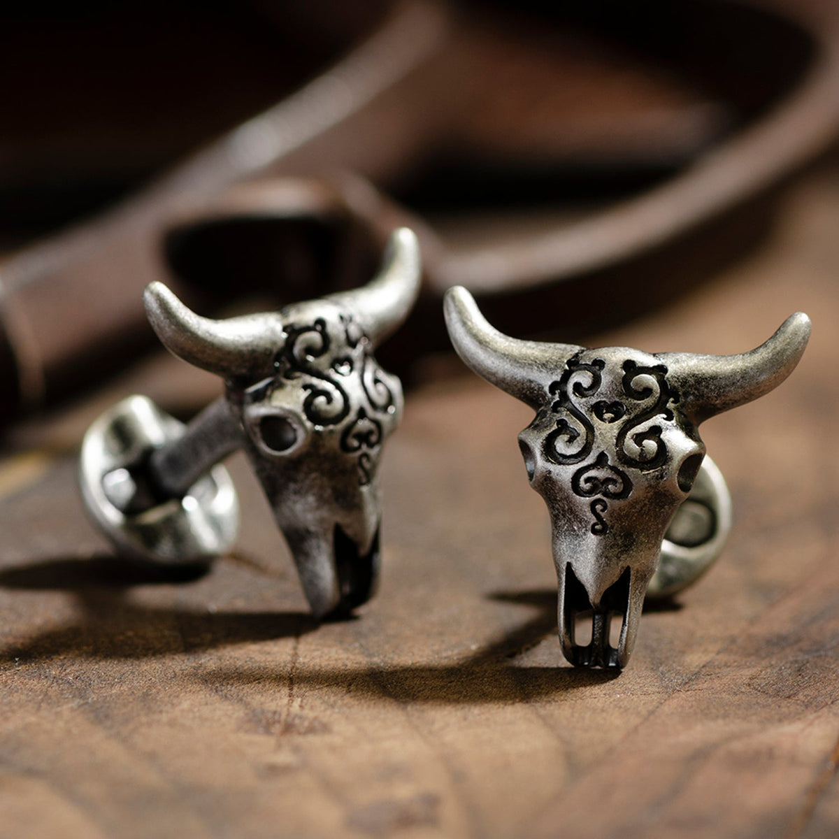 Antique Stainless Steel Carved Cow&