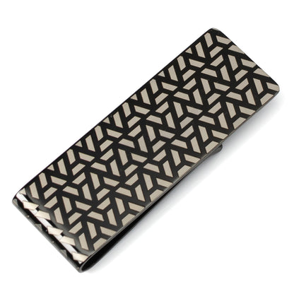 Geometric Stainless Steel Gunmetal Engraved Money Clip by Cufflinks.com