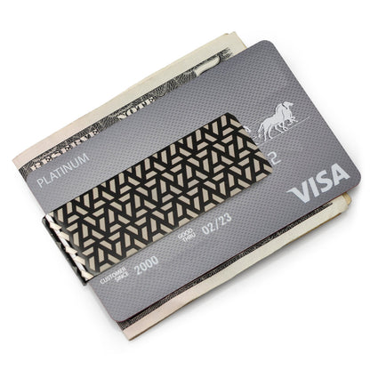 Geometric Stainless Steel Gunmetal Engraved Money Clip by Cufflinks.com
