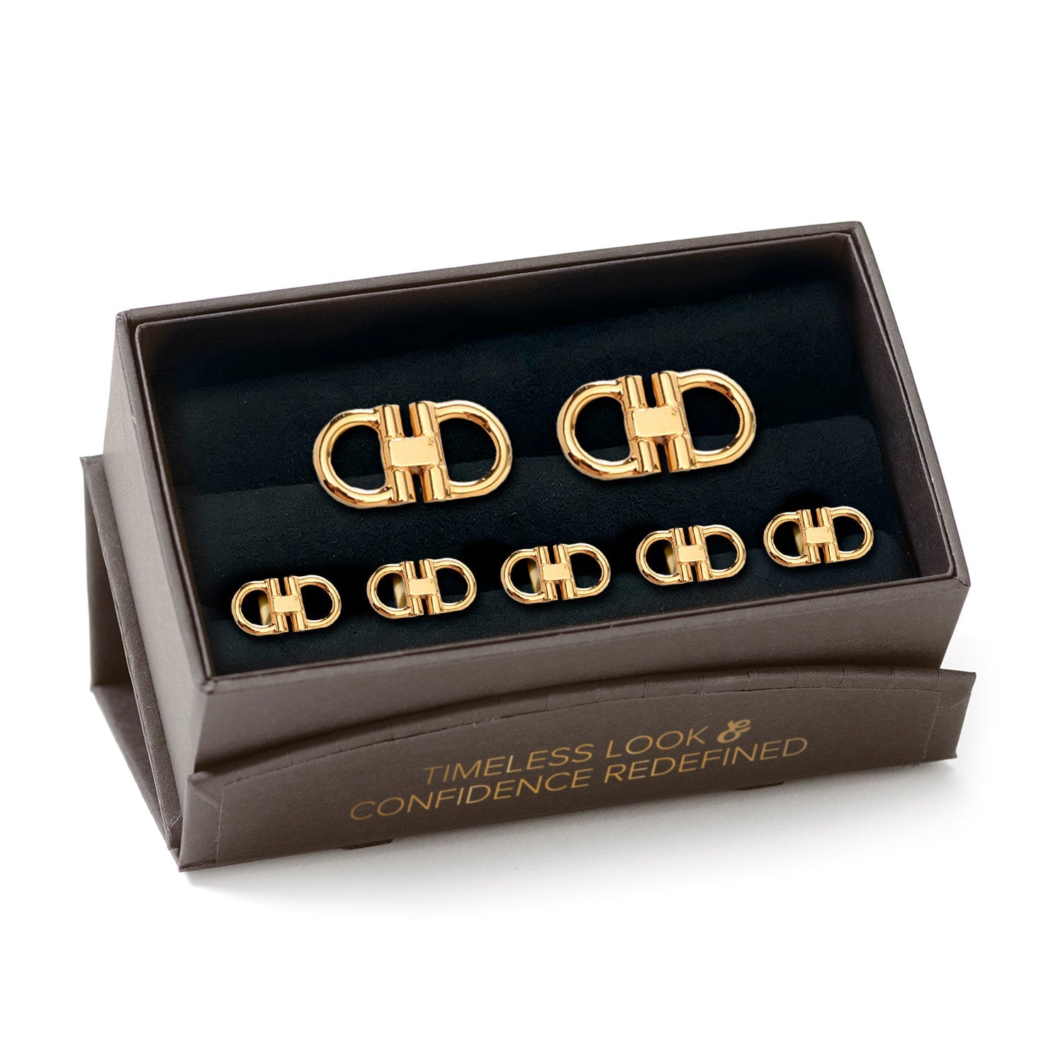 Horse Bit Gold Stainless Steel 5-Stud Set by Cufflinks.com