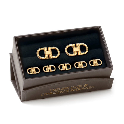 Horse Bit Gold Stainless Steel 5-Stud Set by Cufflinks.com