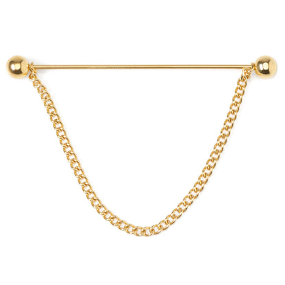 Stainless Steel Gold Chain Collar Bar by Cufflinks.com