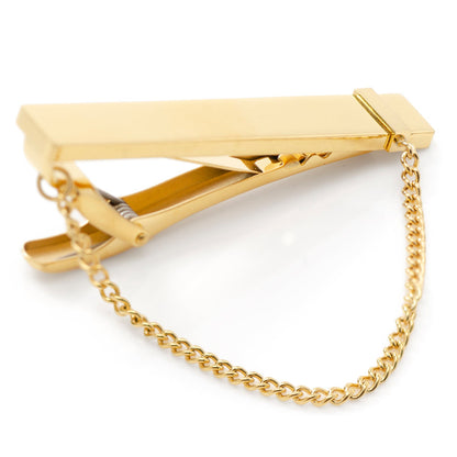 Stainless Steel Gold Chain Tie Clip by Cufflinks.com