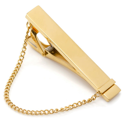Stainless Steel Gold Chain Tie Clip by Cufflinks.com