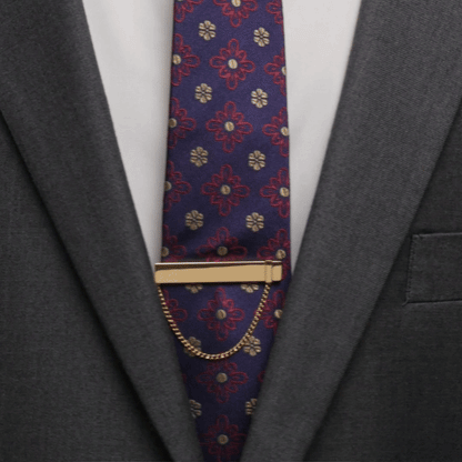 Stainless Steel Gold Chain Tie Clip by Cufflinks.com