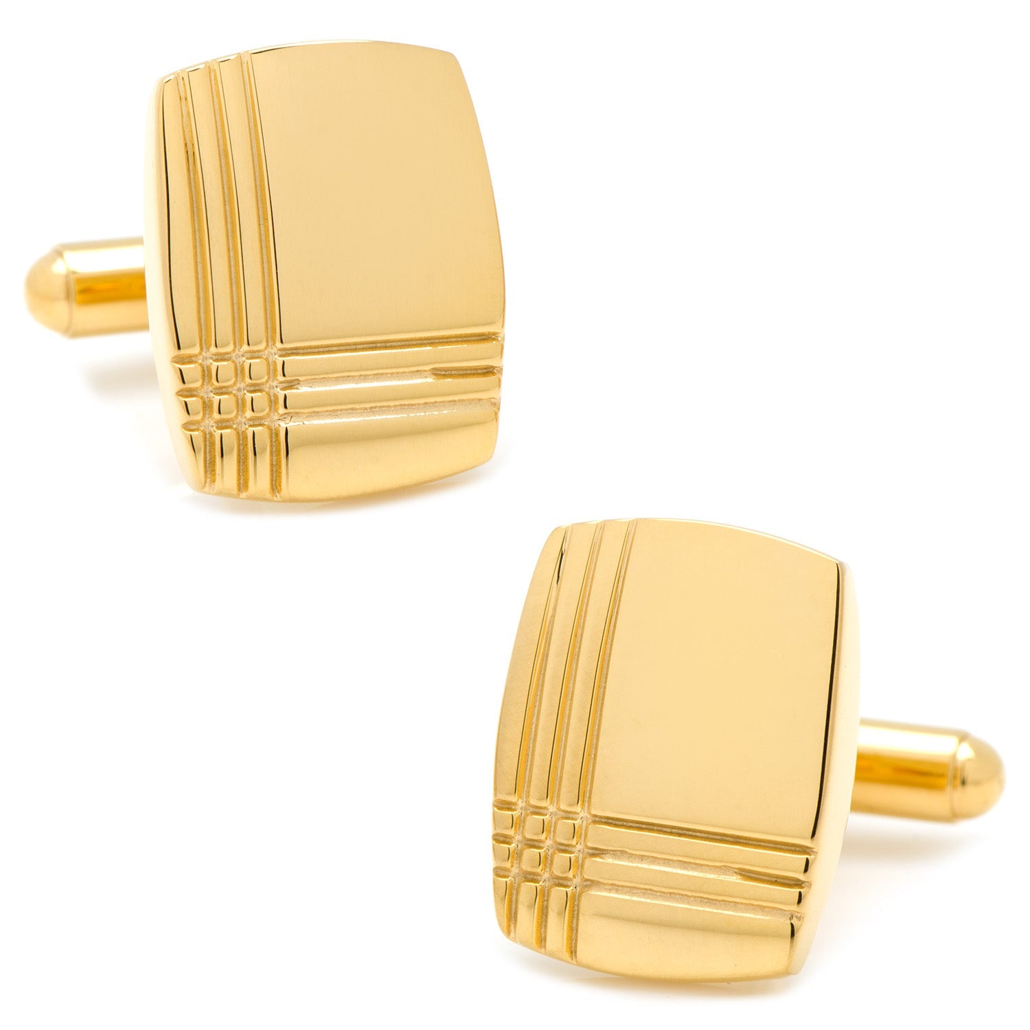 Sterling Silver Gold Tartan Plaid Cufflinks by Cufflinks.com