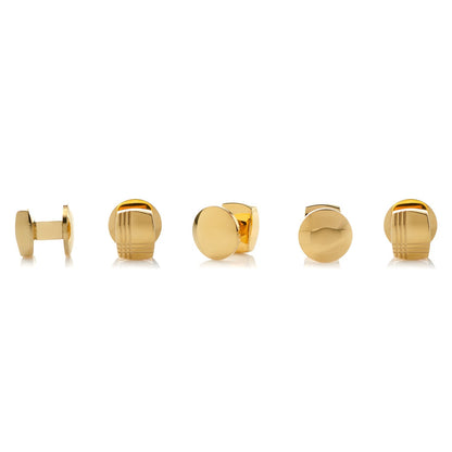 Stainless Steel Gold Tartan 5-Stud Set 