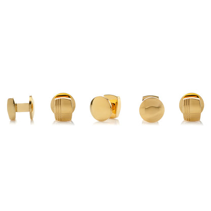 Stainless Steel Gold Tartan 5-Stud Set by Cufflinks.com
