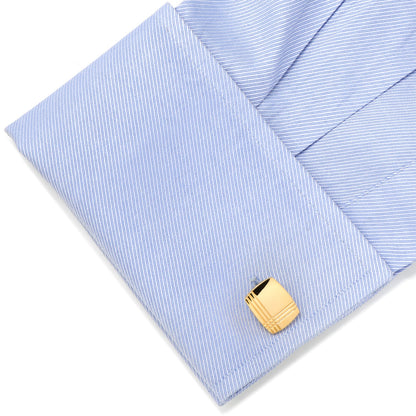Stainless Steel Gold Tartan 5-Stud Set by Cufflinks.com
