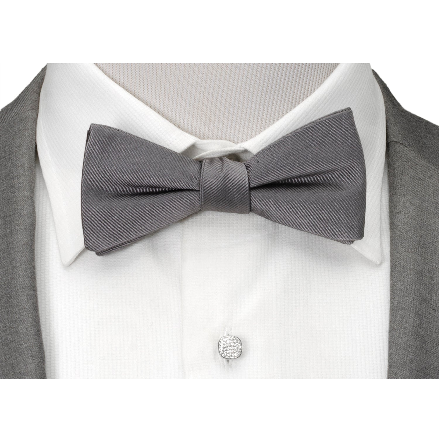 Gray Silk Bow Pre-Tie by Cufflinks.com