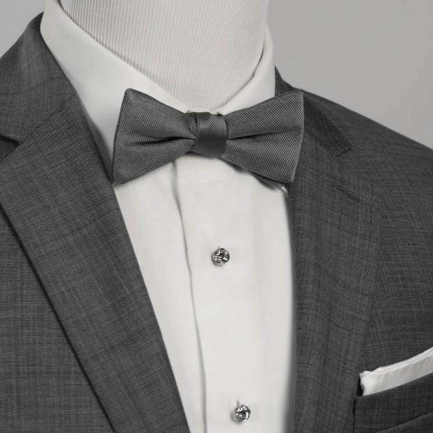 Gray Silk Bow Pre-Tie by Cufflinks.com