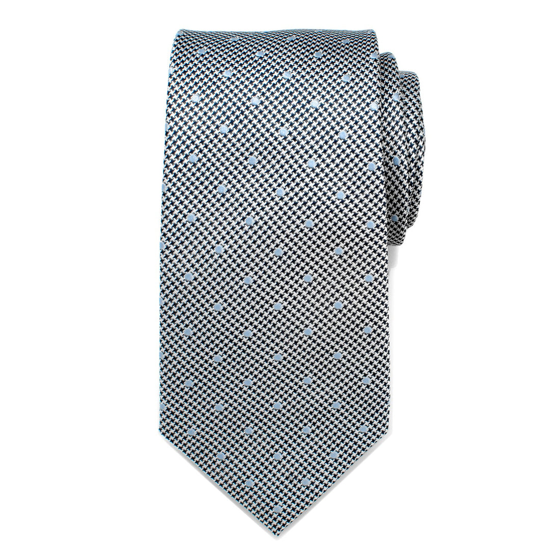 Dotted Herringbone Gray Silk Tie by Cufflinks.com