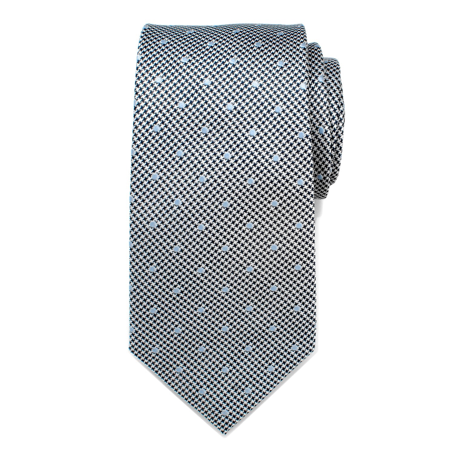 Dotted Herringbone Gray Silk Tie by Cufflinks.com