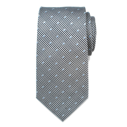Dotted Herringbone Gray Silk Tie by Cufflinks.com