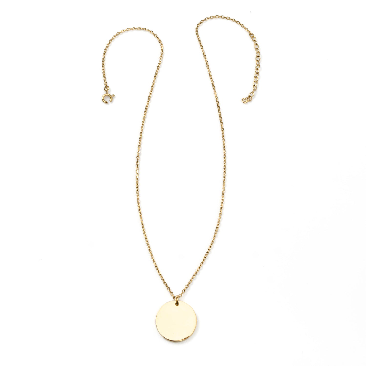 Stainless Steel Gold Engravable Round Pendant Women&