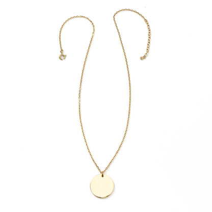 Stainless Steel Gold Engravable Round Pendant Women&
