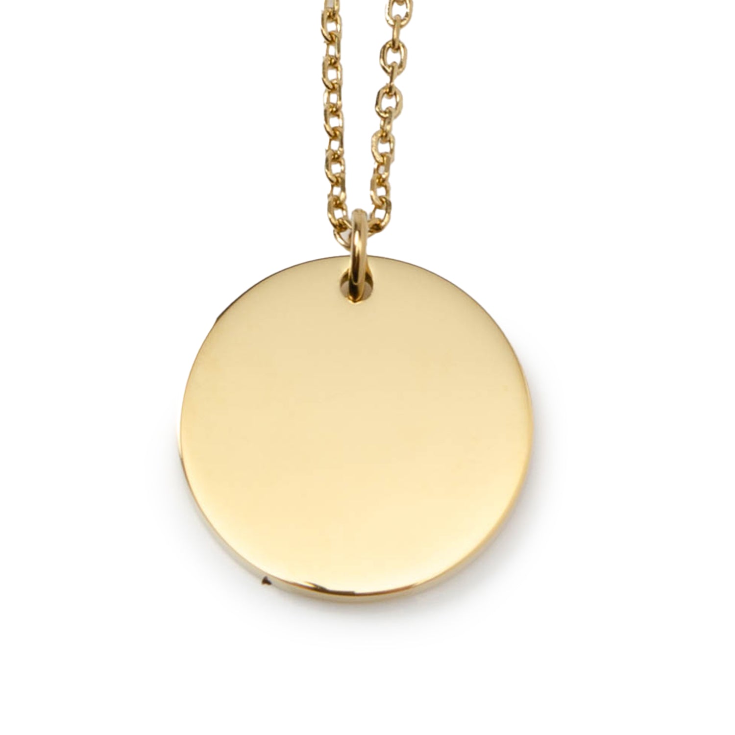 Stainless Steel Gold Engravable Round Pendant Women&