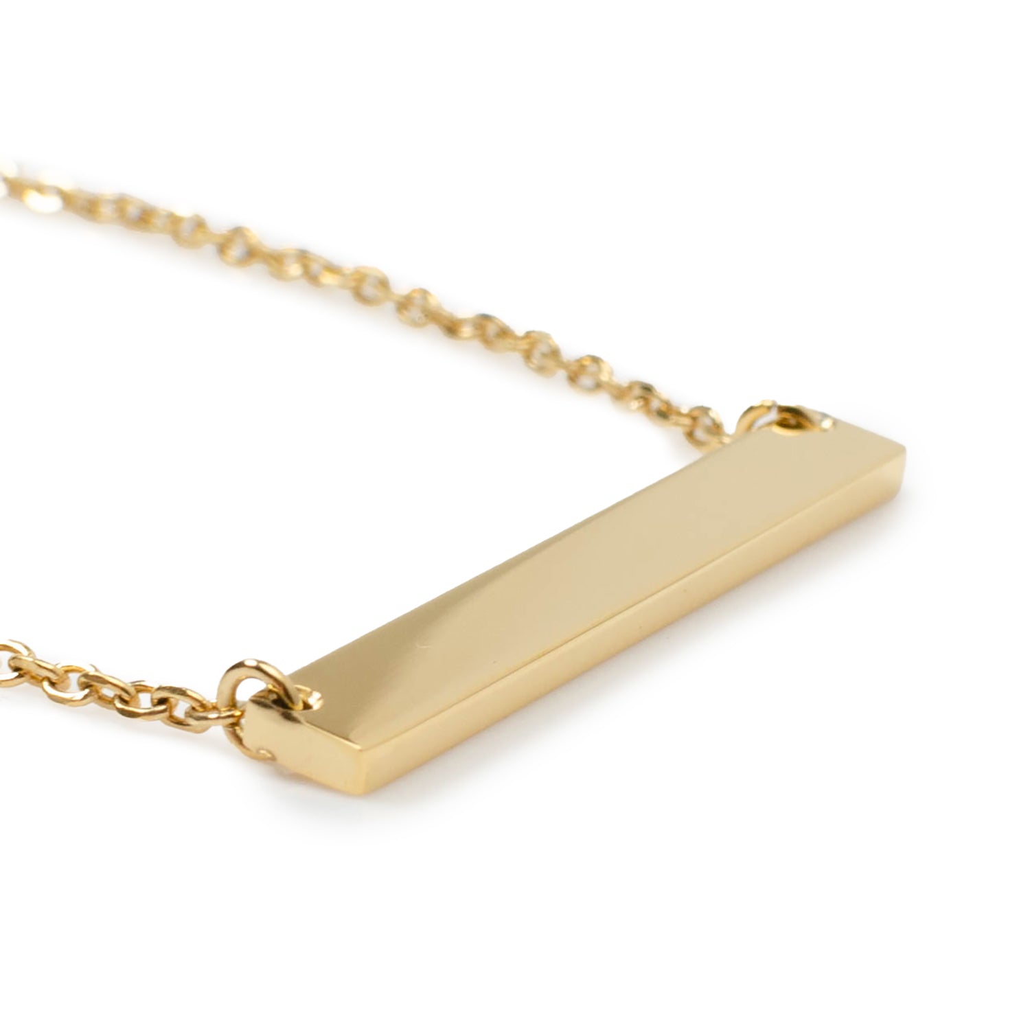 Stainless Steel Gold Engravable Bar Pendant Women&