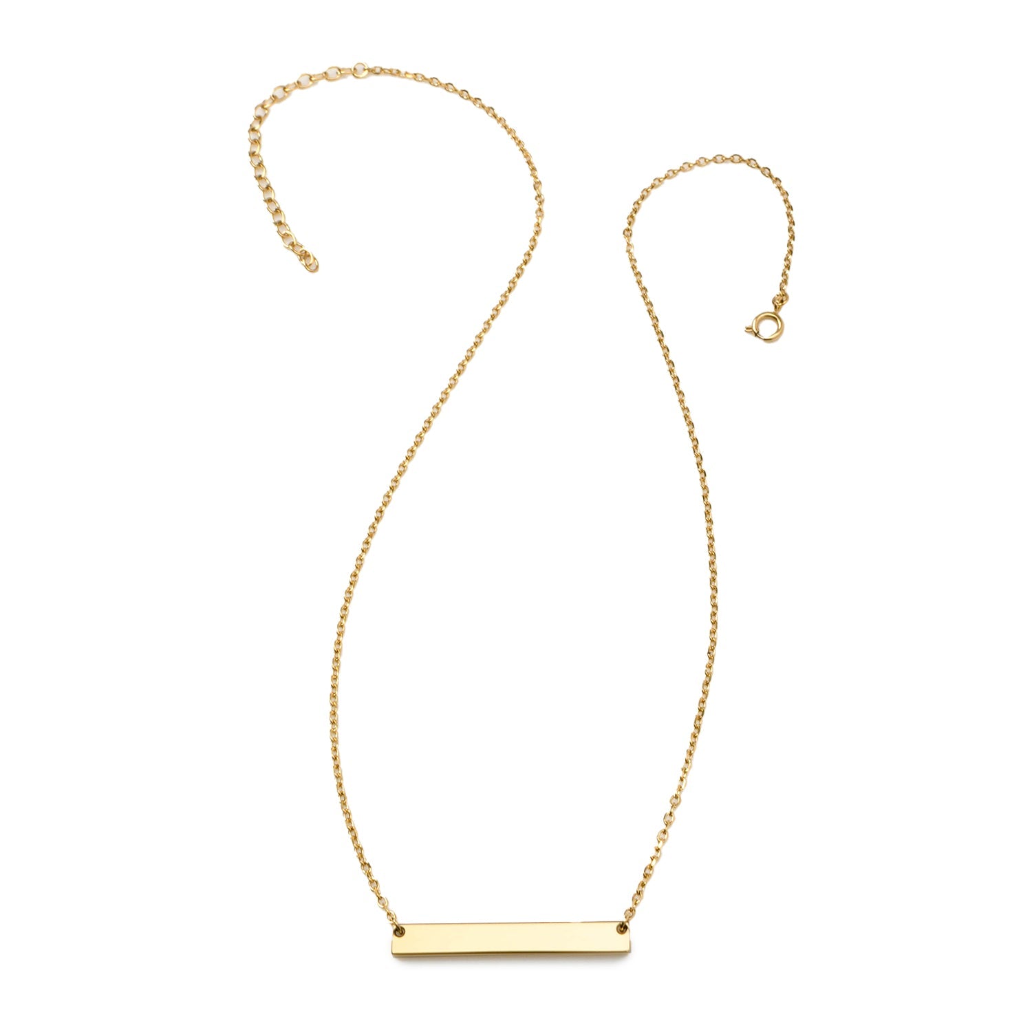 Stainless Steel Gold Engravable Bar Pendant Women&