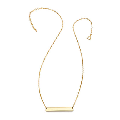 Stainless Steel Gold Engravable Bar Pendant Women&