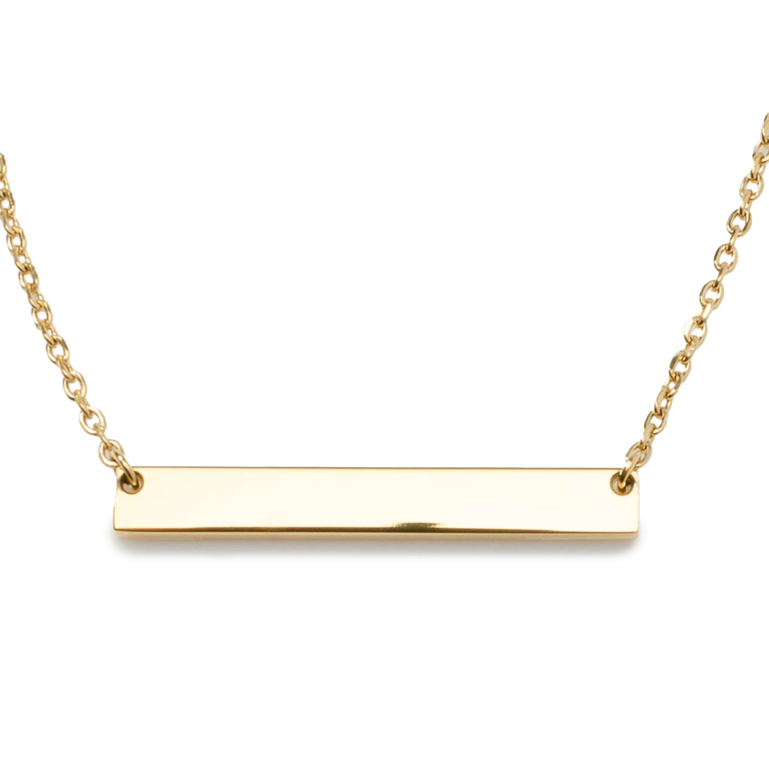 Stainless Steel Gold Engravable Bar Pendant Women&