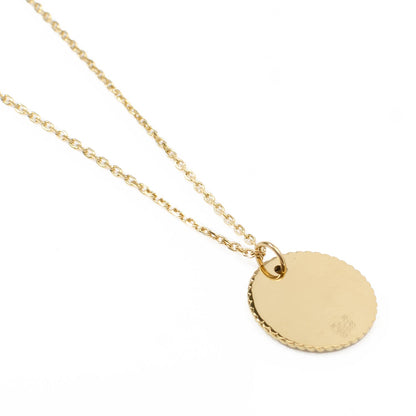 Stainless Steel Gold Engravable Round Rope Edge Pendant Women&