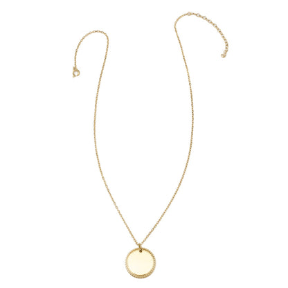 Stainless Steel Gold Engravable Round Rope Edge Pendant Women&