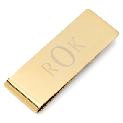 Stainless Steel Gold Engravable Money Clip by Cufflinks.com