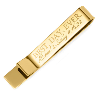 Best Day Ever Gold Engravable Tie Bar by Cufflinks.com