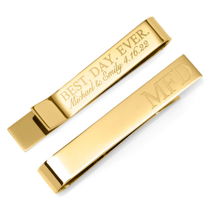 Best Day Ever Gold Engravable Tie Bar by Cufflinks.com