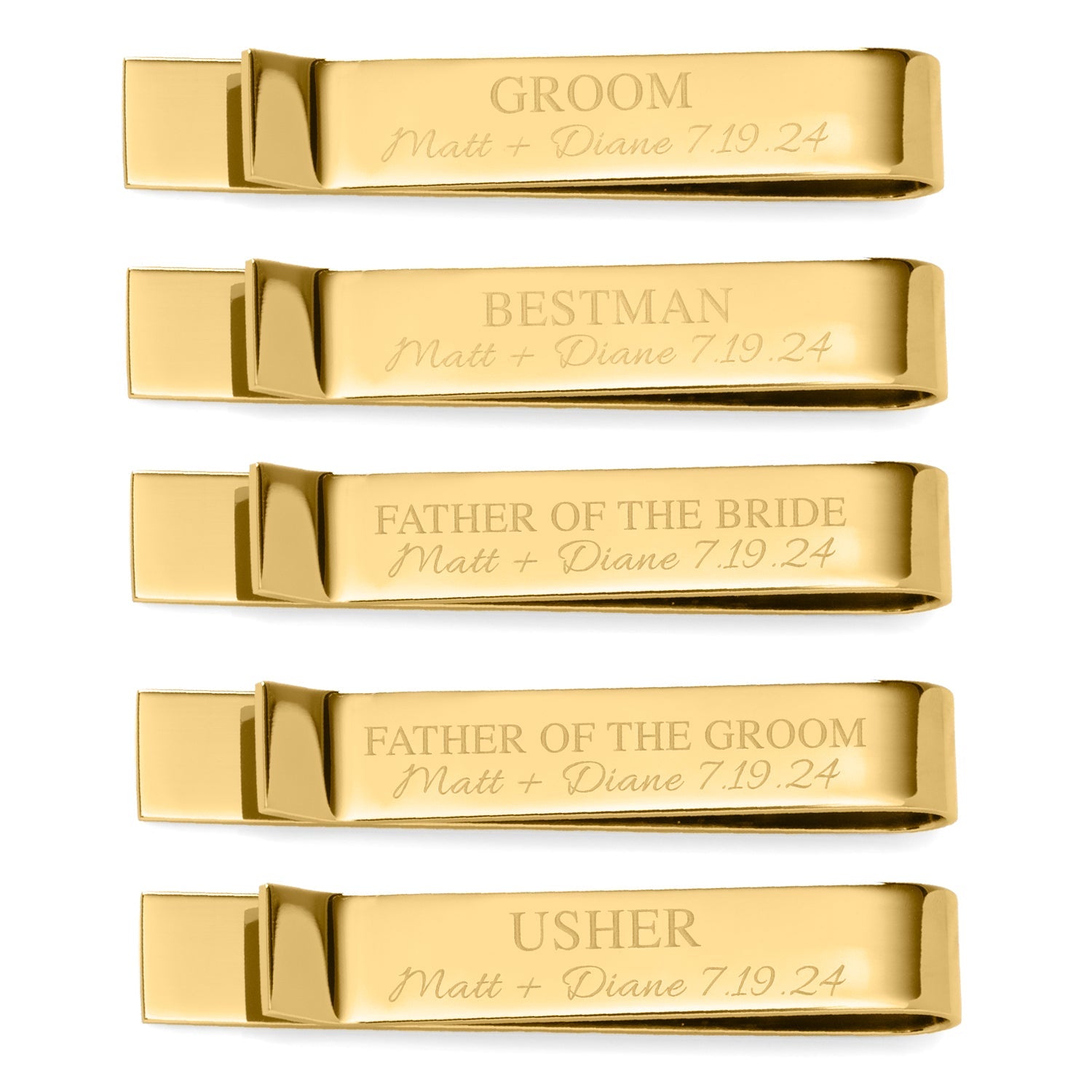 Wedding Party Gold Engravable Tie Bar by Cufflinks.com