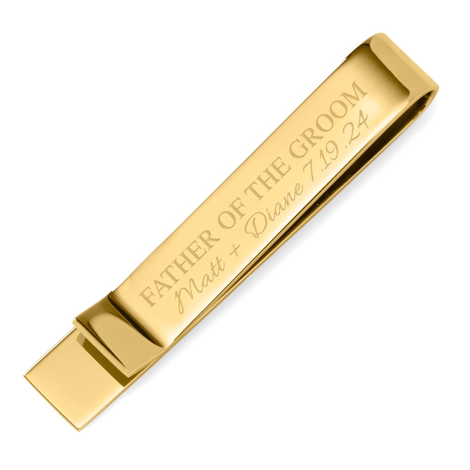 Wedding Party Gold Engravable Tie Bar by Cufflinks.com