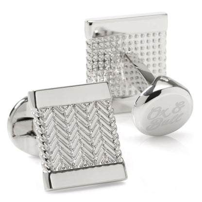 Silver Herringbone Cufflinks by Cufflinks.com
