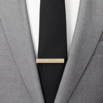 Antique Gold Herringbone Tie Clip by Cufflinks.com