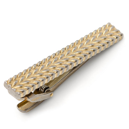 Antique Gold Herringbone Tie Clip by Cufflinks.com