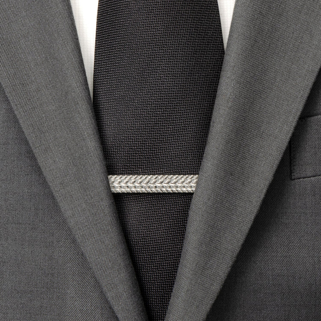 Antique Silver Herringbone Tie Clip by Cufflinks.com