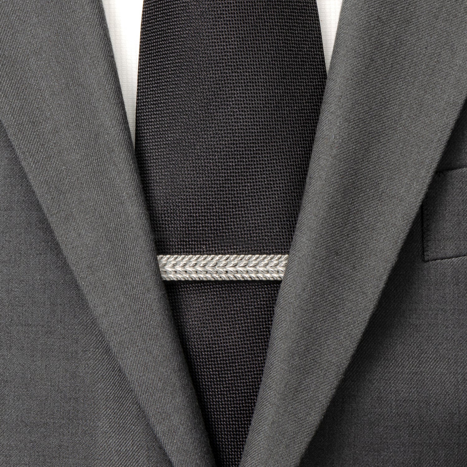 Antique Silver Herringbone Tie Clip by Cufflinks.com