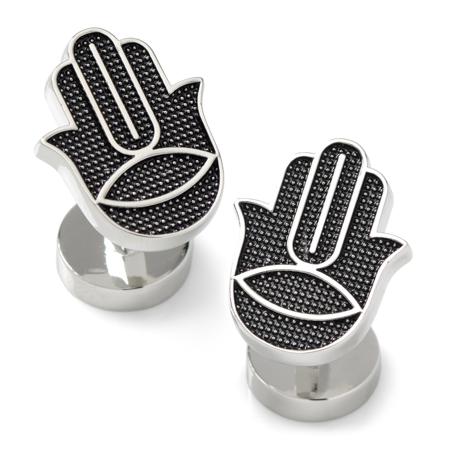 Hamsa Textured Silver Cufflinks by Cufflinks.com