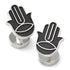 Hamsa Textured Silver Cufflinks by Cufflinks.com
