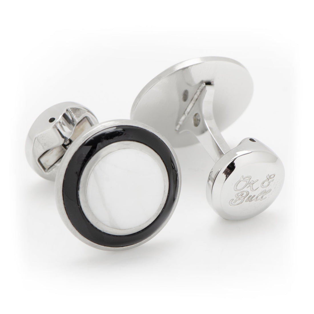 Jade with Onyx Ring Stainless Steel Cufflinks by Cufflinks.com