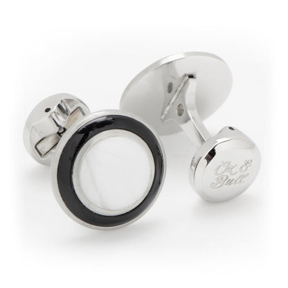 Jade with Onyx Ring Stainless Steel Cufflinks by Cufflinks.com