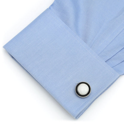 Jade with Onyx Ring Stainless Steel Cufflinks by Cufflinks.com