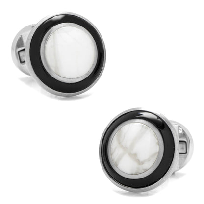 Jade with Onyx Ring Stainless Steel Cufflinks by Cufflinks.com