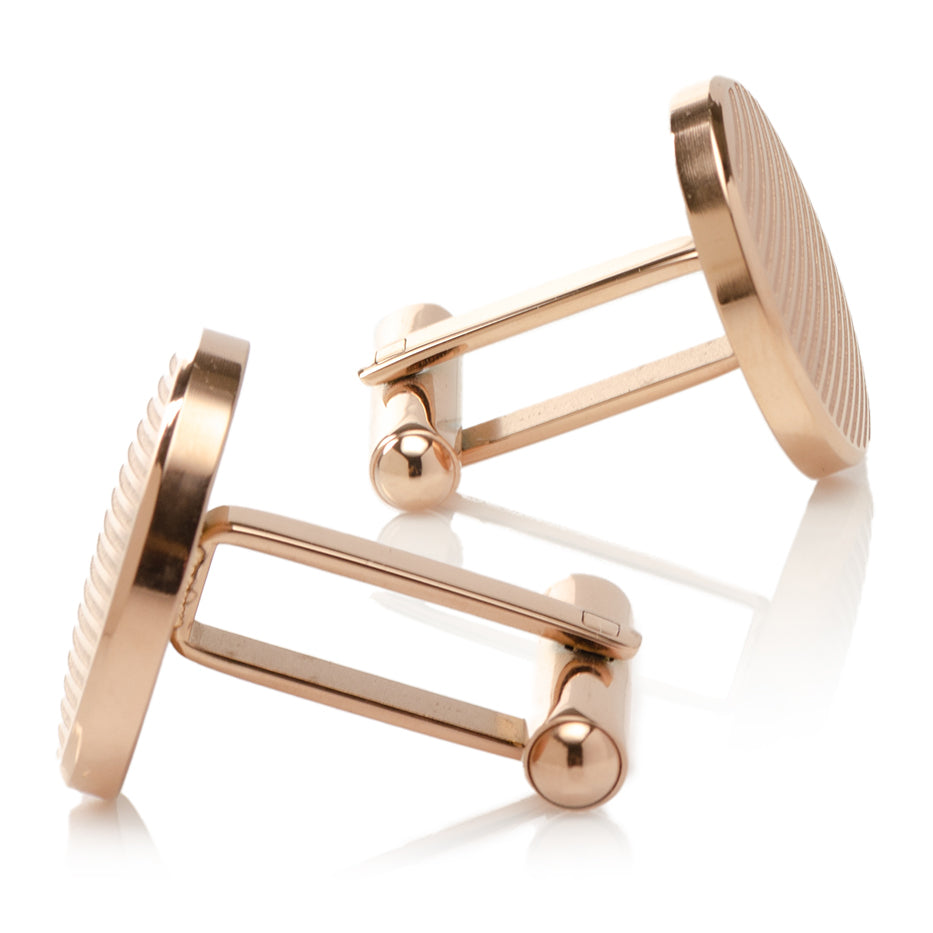 Rose Gold Line Stainless Steel Cufflinks by Cufflinks.com