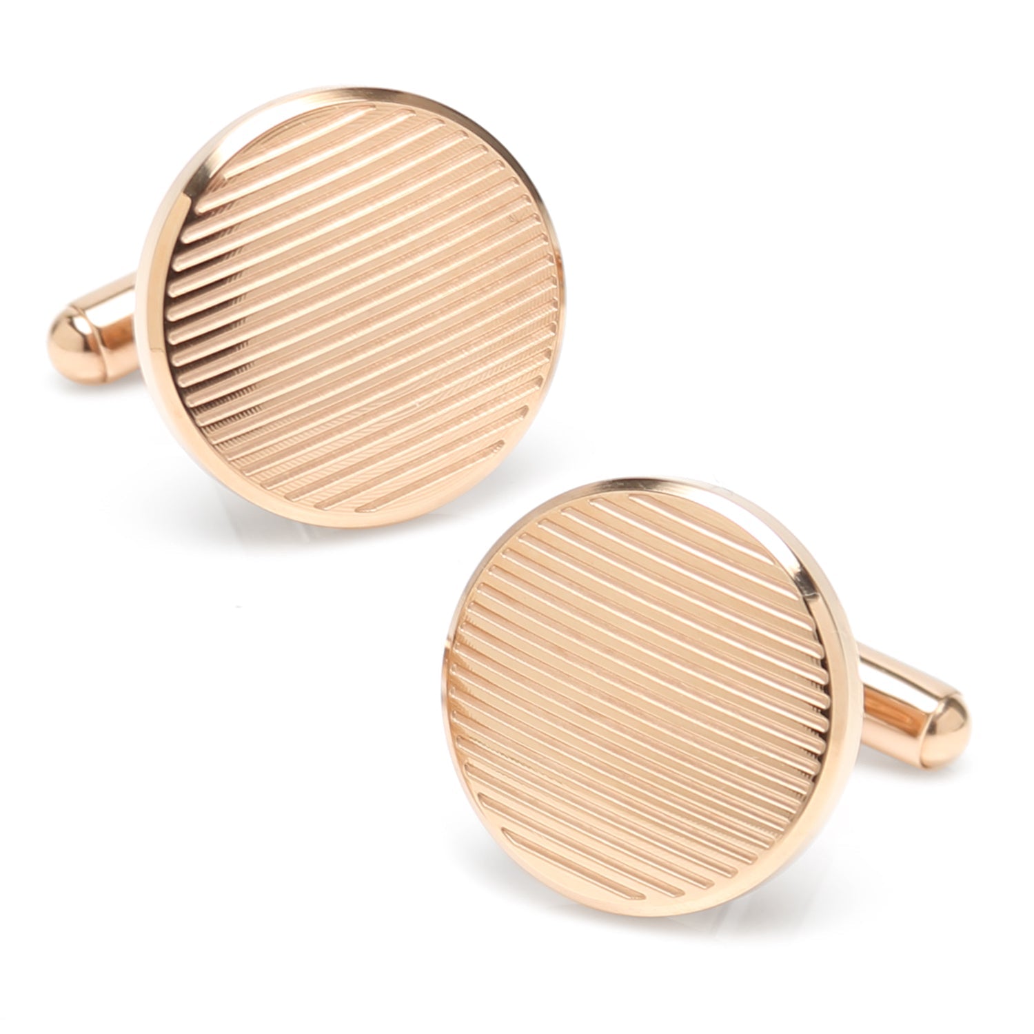 Rose Gold Line Stainless Steel Cufflinks by Cufflinks.com