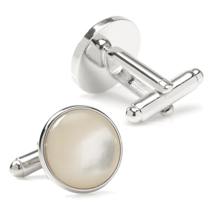 Silver and Mother of Pearl Cufflinks by Cufflinks.com