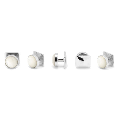 Silver and Mother of Pearl 5-Stud Set by Cufflinks.com