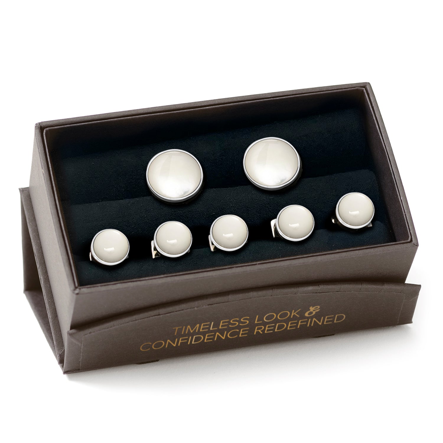 Silver and Mother of Pearl 5-Stud Set by Cufflinks.com