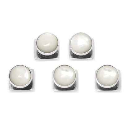 Silver and Mother of Pearl 5-Studs by Cufflinks.com